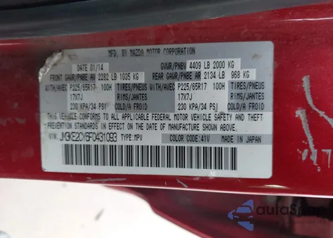 2015 Mazda Cx-5 Touring z USA, uszkodzony, nr VIN JM3KE2CY6F0431093